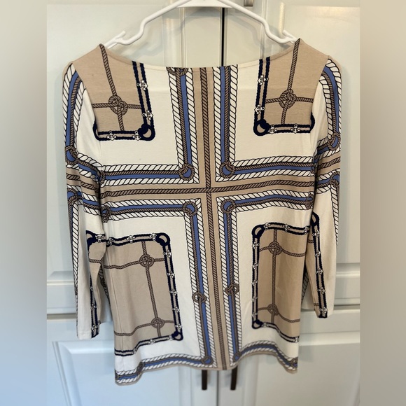 Talbots XS top. 3/4 sleeve, nautical print. Work, office, resort wear, cruise. - Picture 5 of 5